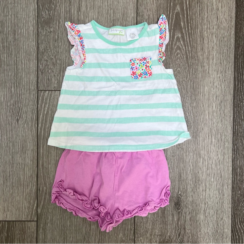 FIRST IMPRESSIONS 2PC SHORT SLEEVE SHIRT AND SHORTS SET 12MO